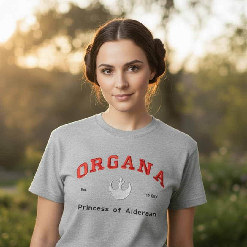 T-Shirt Leia Organa – Star Wars Stickerei