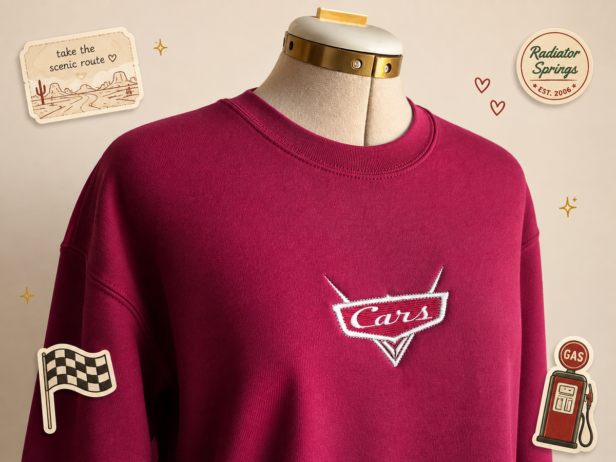 Cars-Sweatshirt – Vintage Racing Edition Stickerei