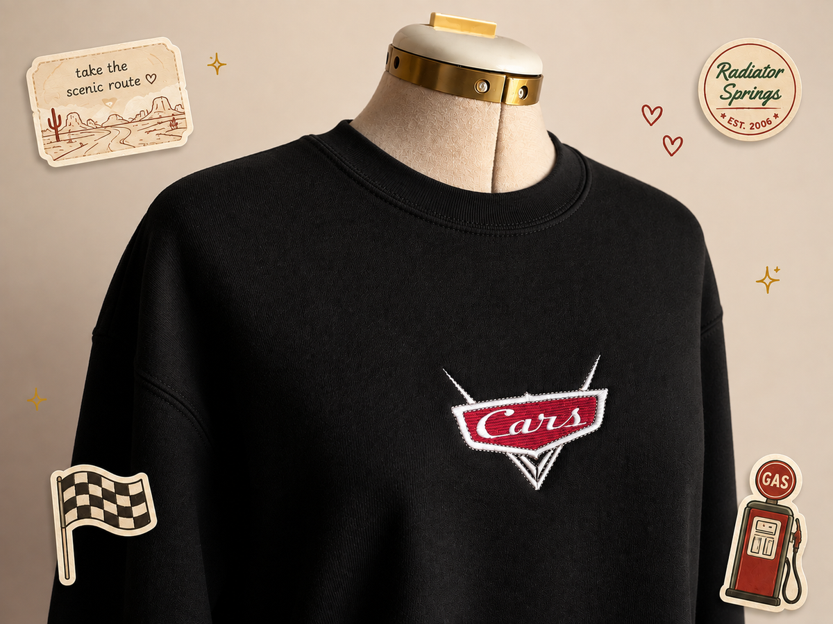 Cars-Sweatshirt – Vintage Racing Edition Stickerei