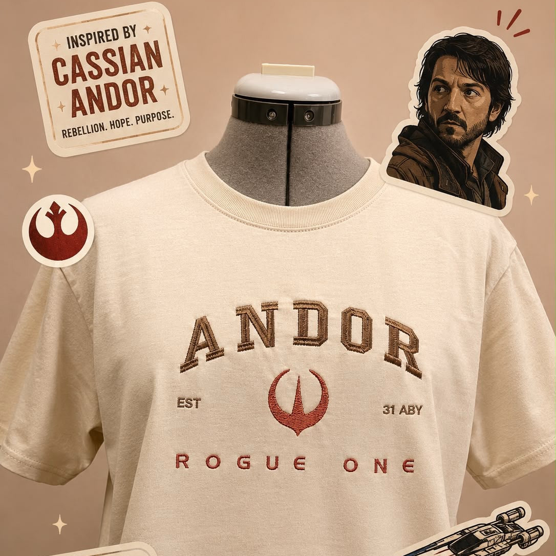 T-Shirt Cassian Andor – Star Wars Andor Stickerei