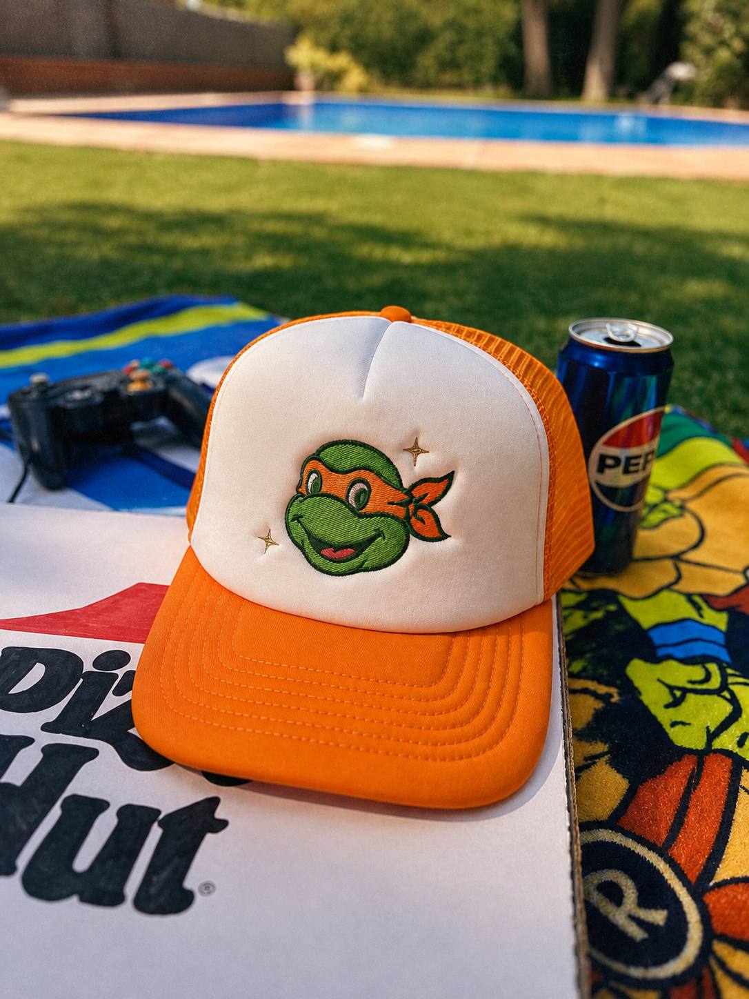 Gorra Trucker Tortugas Ninja – Gorra Bordada Pizza Lovers, Estilo Retro 90s