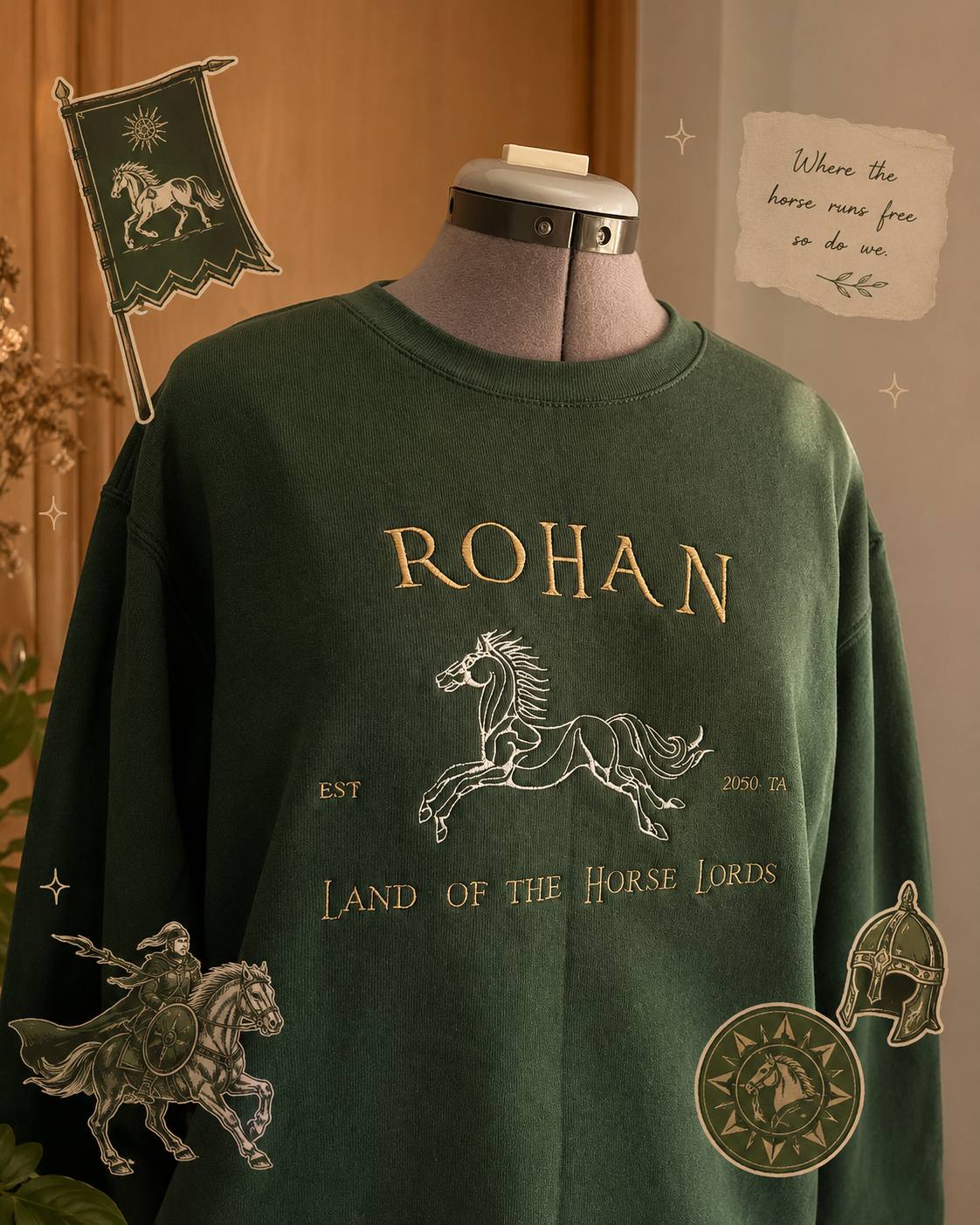 Rohan 🐴 – Sudadera bordada inspirada en los Rohirrim