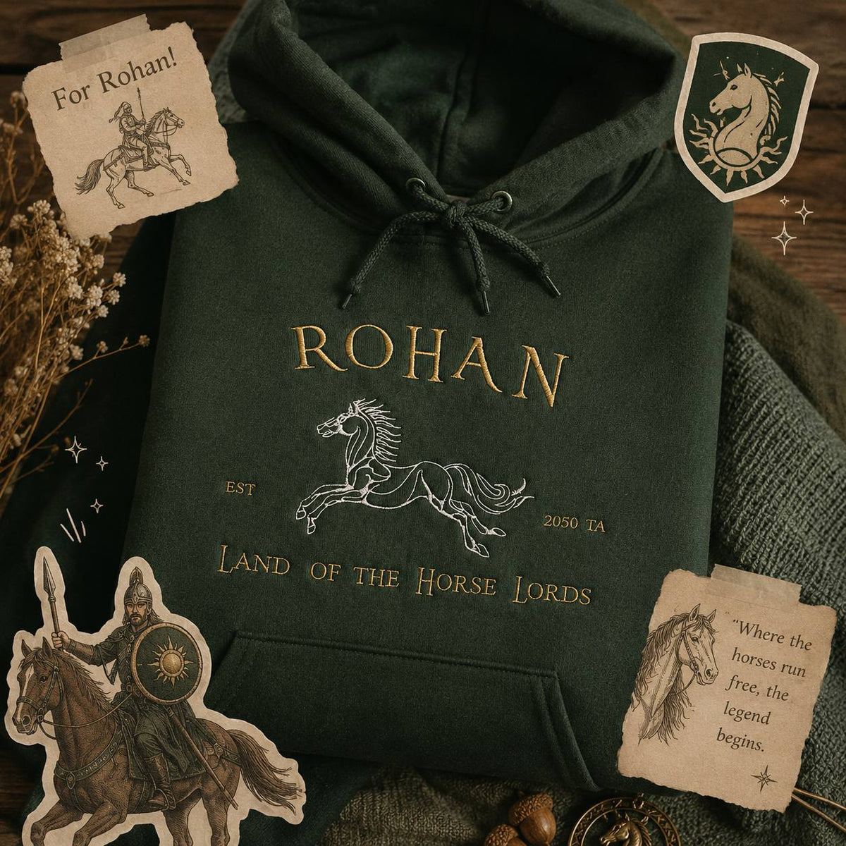 Rohan 🐴 – Sudadera bordada inspirada en los Rohirrim