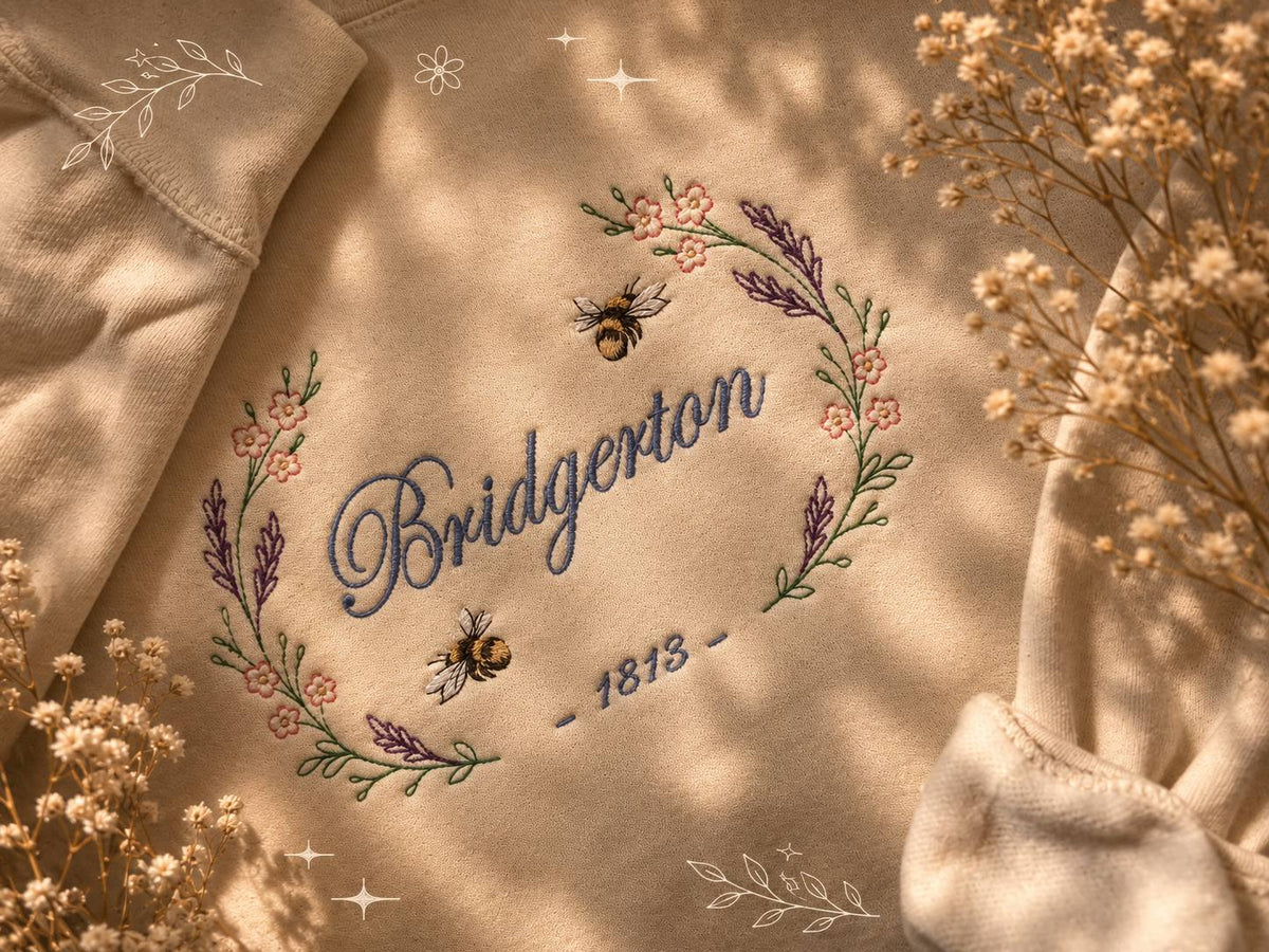Sudadera Bordada Bridgerton – Estilo Vintage Regencycore 🪻🐝